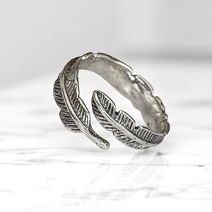 5 For $25💫Trendy Modish Silver Feather Ring